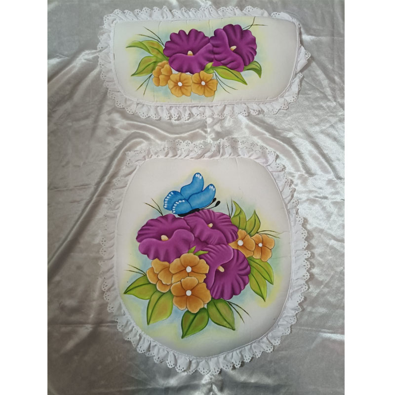 Juego de baño flores moradas con mariposa